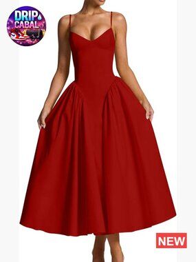 Polyester Spandex V Neck Spaghetti Strap Ruched Midi Dress Formal